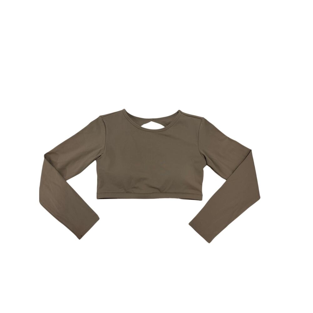 Long Sleeve Crop Yoga Athletic Top in Olive -Size Large